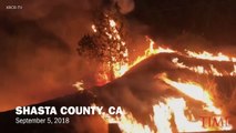 Abandoned trucks litter California highway as wildfire rages