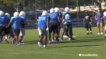 High School football teams battle late summer heat