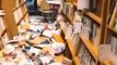 Library Books Piled on the Floor After Powerful Hokkaido Earthquake