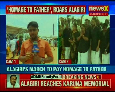 DMK Family Feud: Karunanidhi's son M K Alagiri reaches the memorial