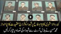 Artist Mohammad Hassan pays tribute to Pakistani martyrs through needle art painting.