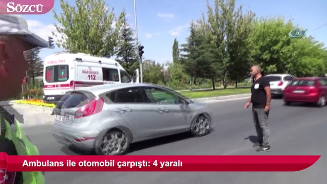 Ambulans ile otomobil çarpıştı: 4 yaralı
