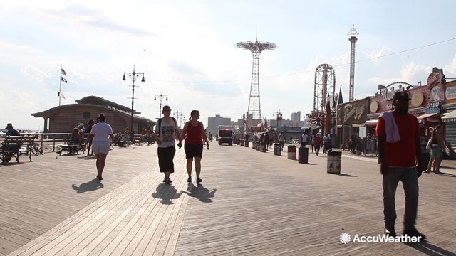New Yorkers cool off at the Coney Island Boardwalk