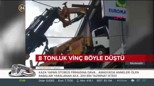 8 tonluk vinç böyle düştü