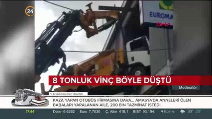 8 tonluk vinç böyle düştü