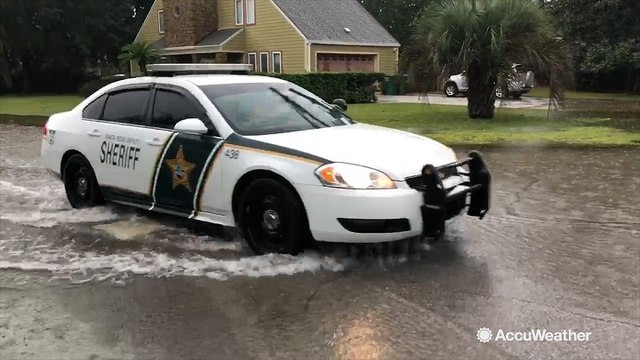 Severe flooding in streets of Gulf Shores, Alabama