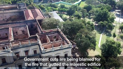 Drone images of Rio's National Museum, devastated by fire
