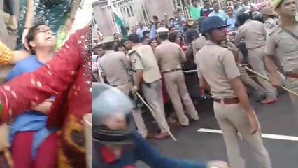 प्रदर्शनकारी शिक्षकों पर बरसी पुलिस की लाठियां, गर्भवती महिला के पेट पर मारी लाठी