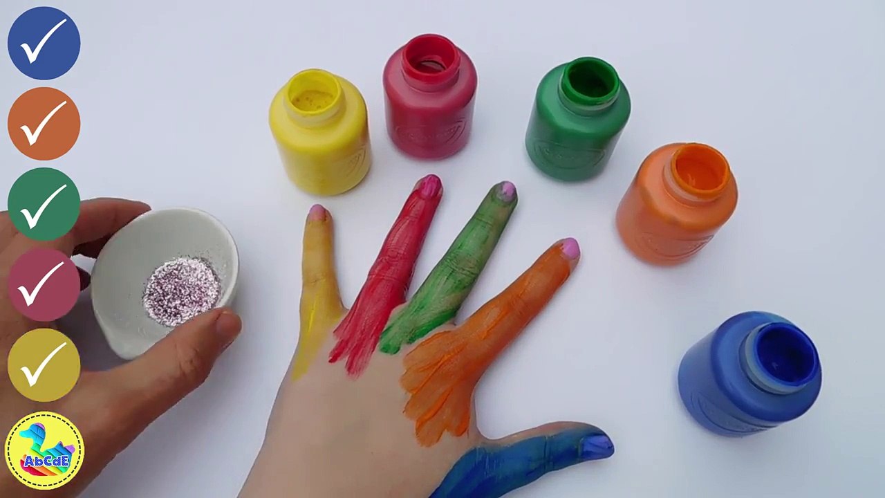 Learn Colors for Children Body Paint Finger Family Song Nursery Rhymes Learning Video For Kids AbCdE