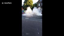 West Yorkshire mains water pipe bursts on busy road