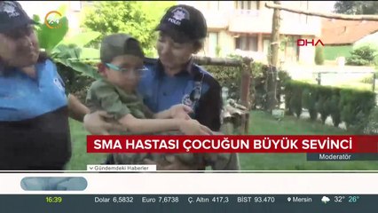 SMA hastası çocuğun büyük sevinci