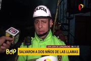 San Juan de Lurigancho: efectivo policial rescata a dos menores en incendio de vivienda