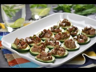 Bocaditos de Pepino con Atún Fresco Picosito - Botana Fría sin Horno