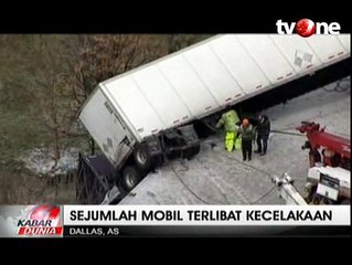 Truk Trailer Tergelincir Akibat Hujan Salju