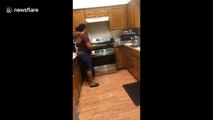 Mom stabs dinner after husband burns it