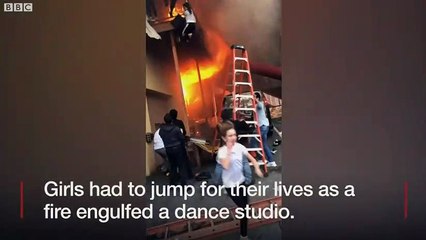 Girls jump from balcony to escape blaze (11th April 2018)