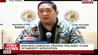 DND reso surfaces, proving Trillanes’ claim of amnesty application