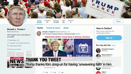 Trump thanks Kim Jong-un for having 'unwavering trust' in him