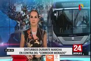 SJL: se registran disturbios en marcha contra rutas del Corredor Morado