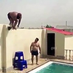 tsunami man jump in to the water