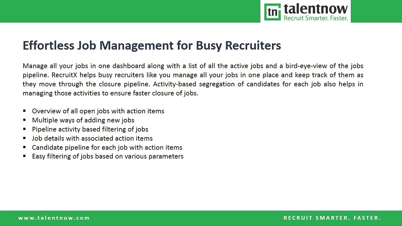 Job Management Features of RecruitX, The Leading ATS from Talentnow