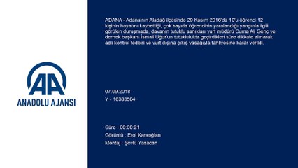 Aladağ'daki yurt yangını davasında tahliye - ADANA