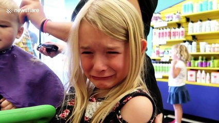 Bella cries at baby brother's first haircut