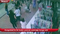 Zonguldak’ta iki kadın yumruk yumruğa kavga etti!