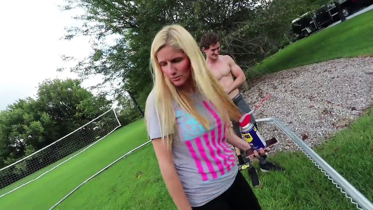 WORLD'S BIGGEST TRAMPOLINE INTO BACKYARD POOL!