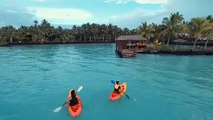 On the water, in the water, above the waterline, admiring waterfalls, sliding down rockslides, skimming the reefs, voyaging the seas or ordering another poolsid