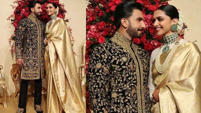 Deepika - Ranveer Reception: Ranveer Stares badly Deepika on stage; Watch Video | FilmiBeat