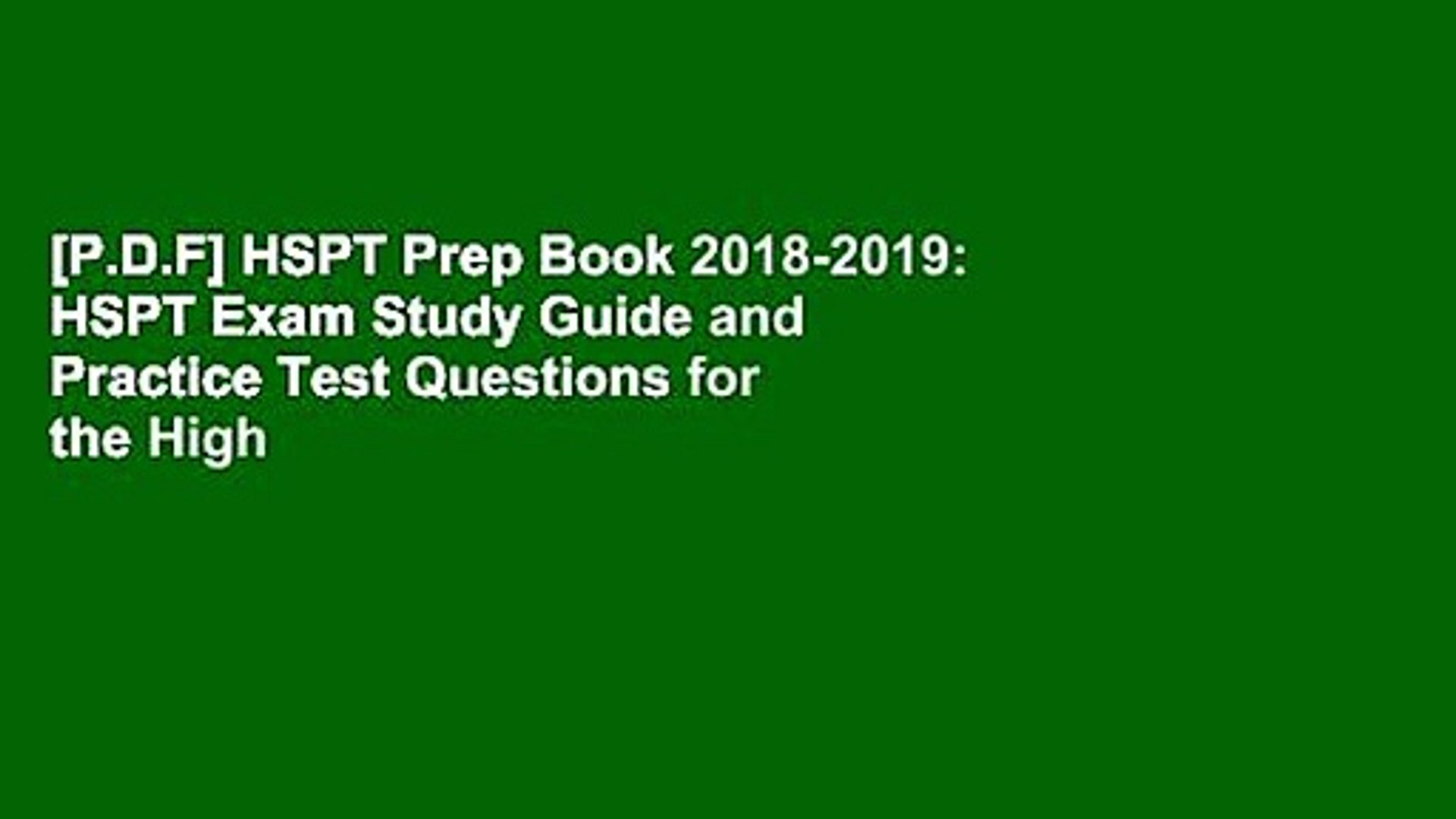 HSPT Prep Book 20182019 HSPT Exam Study Guide and Practice Test