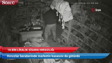 2 dakikada 18 bin liralık sigara hırsızlığı kamerada