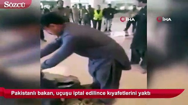 Pakistanlı bakan, uçuşu iptal edilince kıyafetlerini yaktı