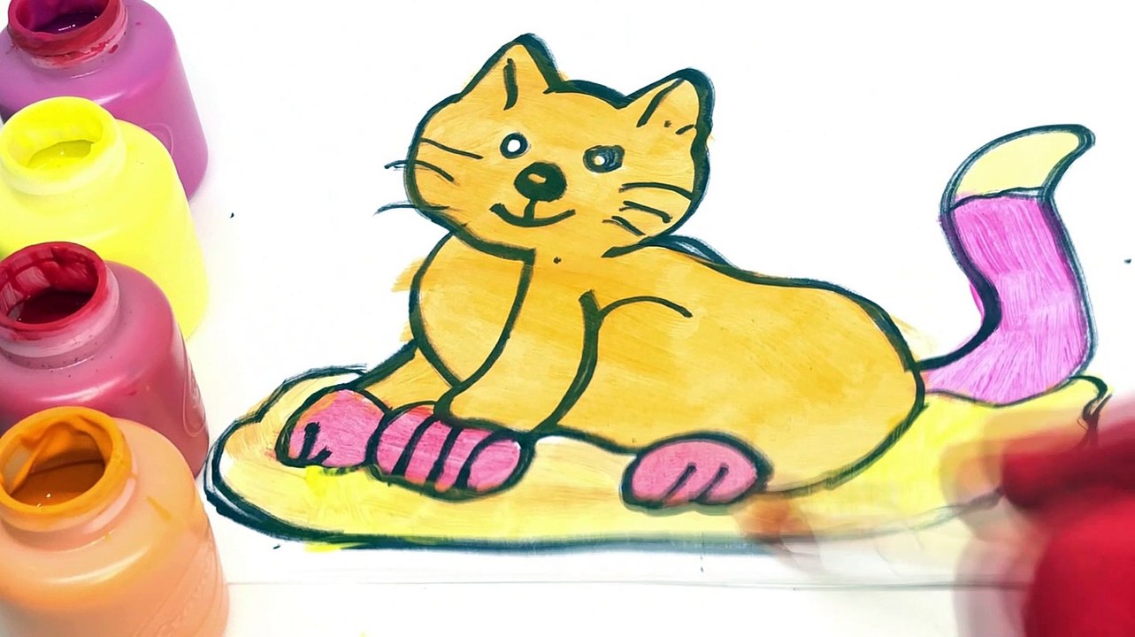 Glitter Cat Learn Colors coloring and drawing for Kids, Toddlers Toy Art with Nursery Rhymes