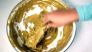 How To Make Slime : Fluffy Gold glitter Slime