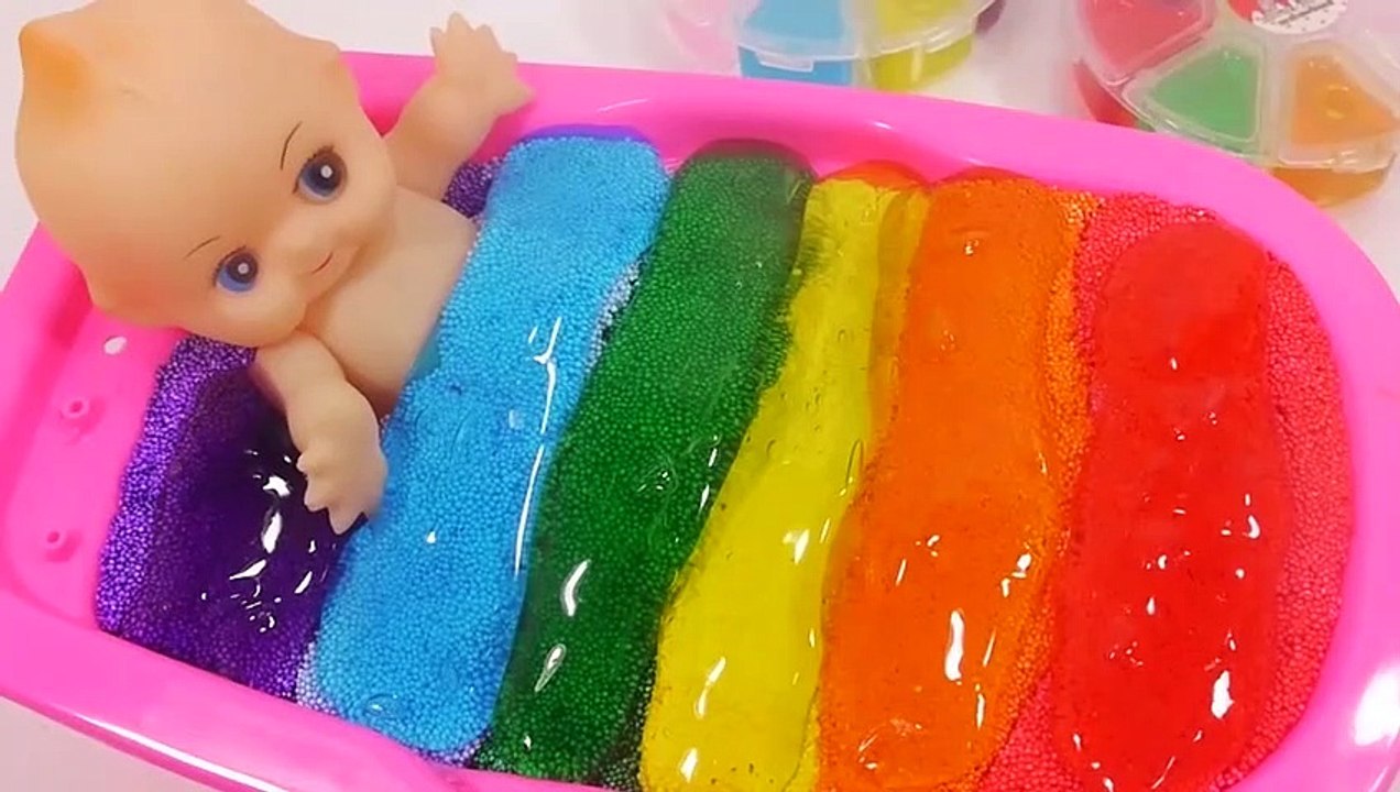 Baby Doll Rainbow Slime Clay Bath Time Learn Colors Toy Surprise Eggs