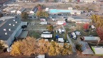 Drone footage shows aerial view of evacuation center at Butte County Fairgrounds