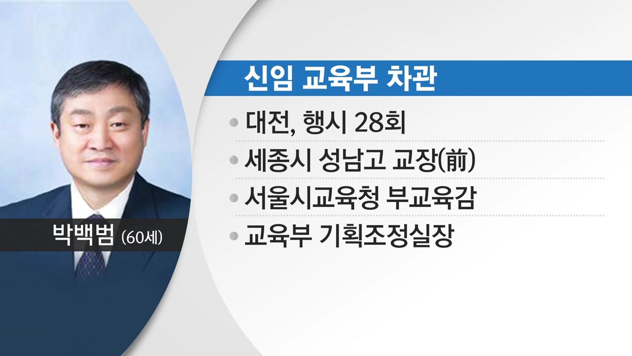 신임 교육부 차관에 박백범 전 교육부 기조실장 / YTN
