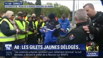Des gendarmes et des CRS délogent des gilets jaunes qui bloquaient l'A8 dans les Bouches-du-Rhône