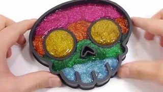 DIY How To Make Manicure Skull Milk Slime Clay Glitter