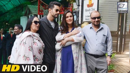 Neha Dhupia Discharged From Hospital With Baby Mehr