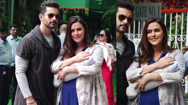 Neha Dhupia gets Discharge from Hospital, Poses with Baby & Angad Bedi; Watch Video | FilmiBeat