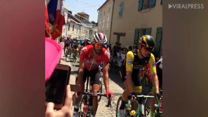 Tour De France 2018 Riders Pass Through Village