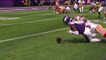 Sherman swats pass away from Treadwell, jaws with him afterward