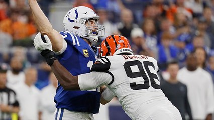 Carlos Dunlap envelops Luck on huge sack