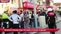 Hırsızlık şüphelisinin yakınları hastane önünde olay çıkardı