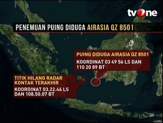 Titik Koordinat Ditemukannya Serpihan dan Jenazah Penumpang AirAsia QZ8501
