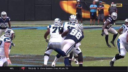 Maliek Collins throws Cam to the ground on a sack