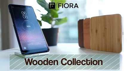 Wood Wireless Charging StandPad for iPhone, Samsung, LG & Wireless Qi Devices by Fiora